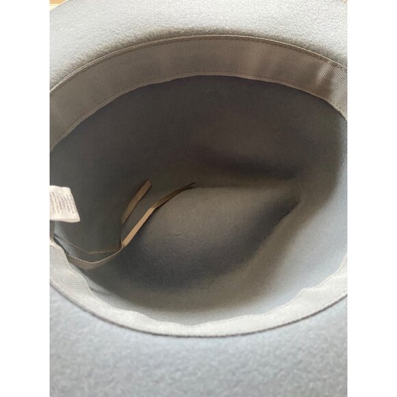 Anthropologie 100% Wool Fedora Slate Blue One Size Coastal Bohemian Quiet Luxury - Picture 7 of 10